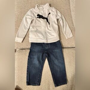 Puma White Jacket 18M and Dark Blue Jeans Set 18-24M Bundle